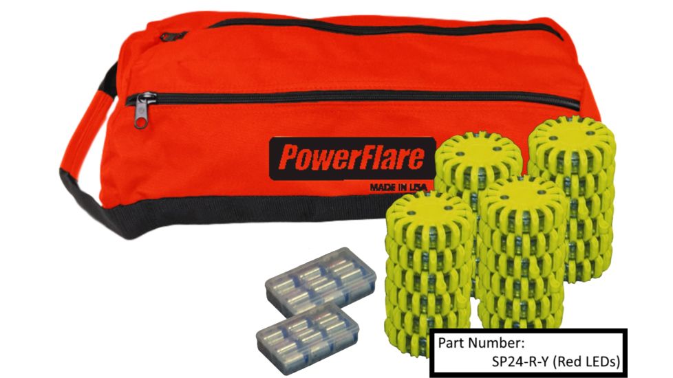 Powerflare 24-Pack PowerFlare Soft Pack, Magnetic, Red/Blue LEDs, Tan Shell SP24M-RB-T