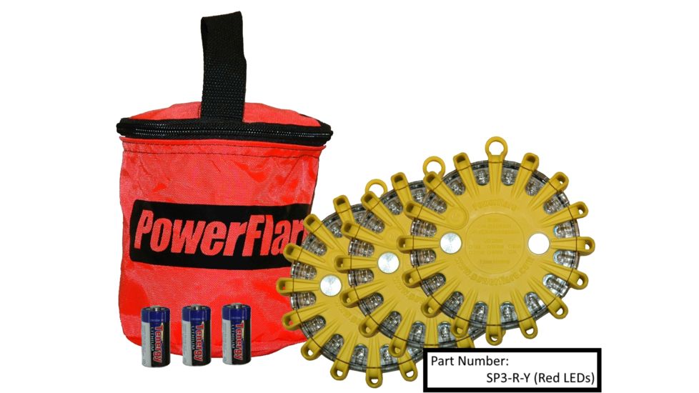 Powerflare 3-Pack PowerFlare Soft Pack, Magnetic, Red/Blue LEDs, Tan Shell SP3M-RB-T