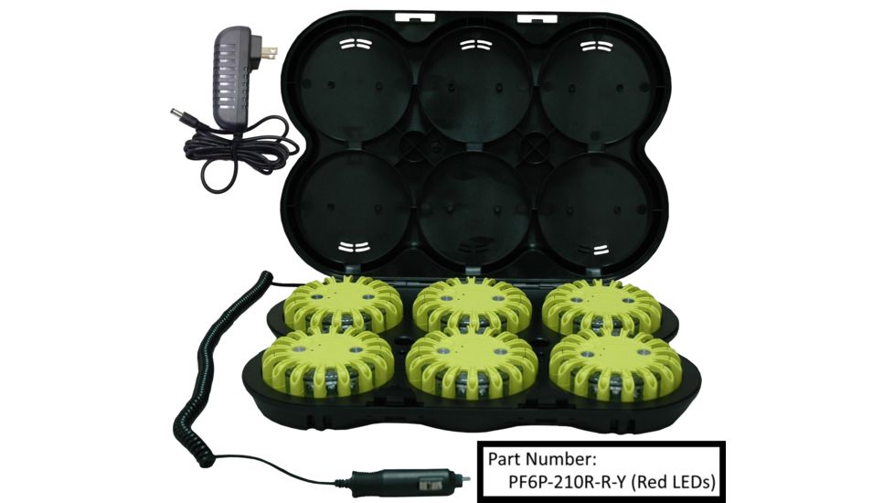 Powerflare 6-Pack Rechargeable PowerFlare System, Amber LEDs, Blue Shell PF6P-210R-A-BL