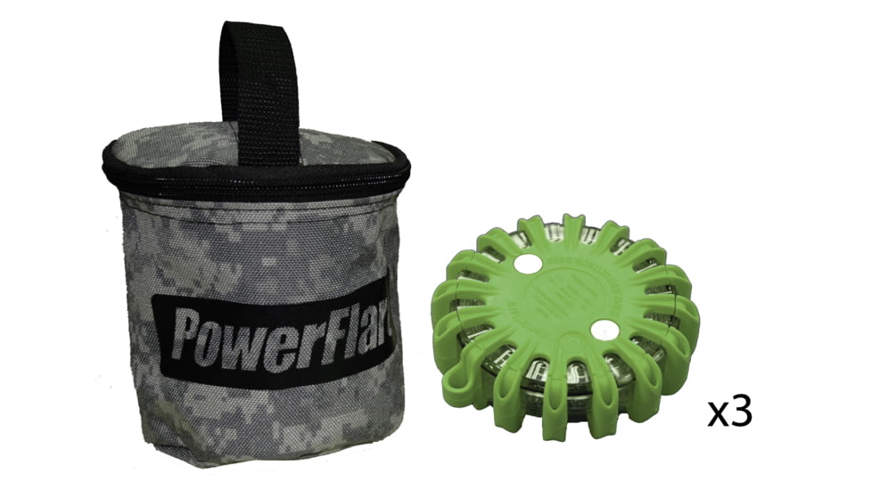 Powerflare PF-200 Softpack,  3 Safety Lights,Amber LED,ACU Bag,3 Batteries, Olive Drab Shell SP3ACU-A-OD