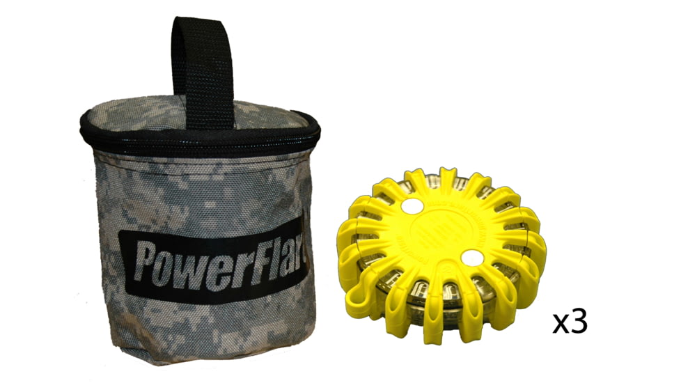 Open Box, Dealer Demo, Powerflare PF-200 Softpack, 3 Safety Lights, Amber LED, ACU Bag, 3 Batteries, Yellow Shell SP3ACU-A-Y