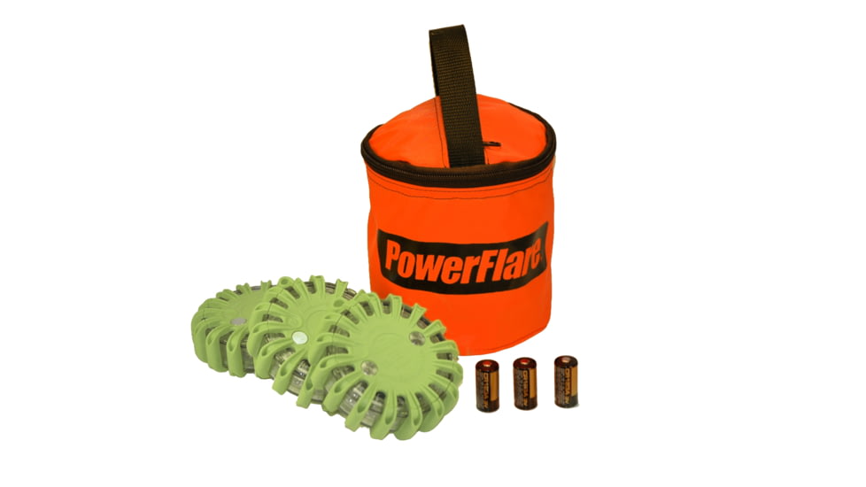Powerflare PF-200 Softpack,  3 Safety Lights,Amber LED,Orange Bag,3 Batteries, Olive Drab Shell SP3O-A-OD