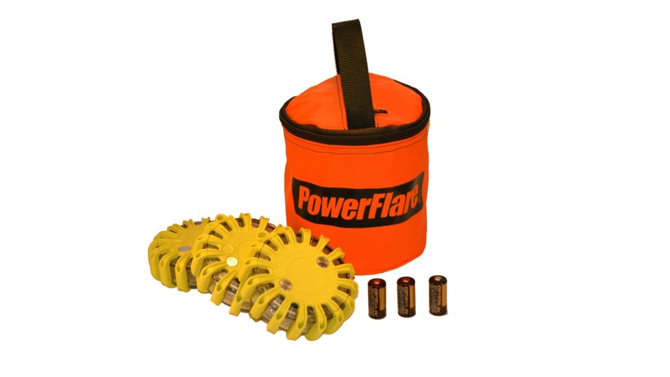 Powerflare PF-200 Softpack,  3 Safety Lights,Amber LED,Orange Bag,3 Batteries, Yellow Shell SP3O-A-Y