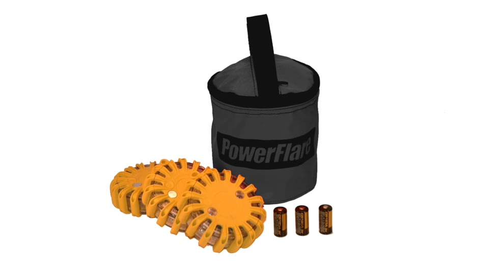 Powerflare PF-200 Softpack,  3 Safety Lights,Amber LED,Black Bag,3 Batteries, Orange Shell SP3BK-A-O