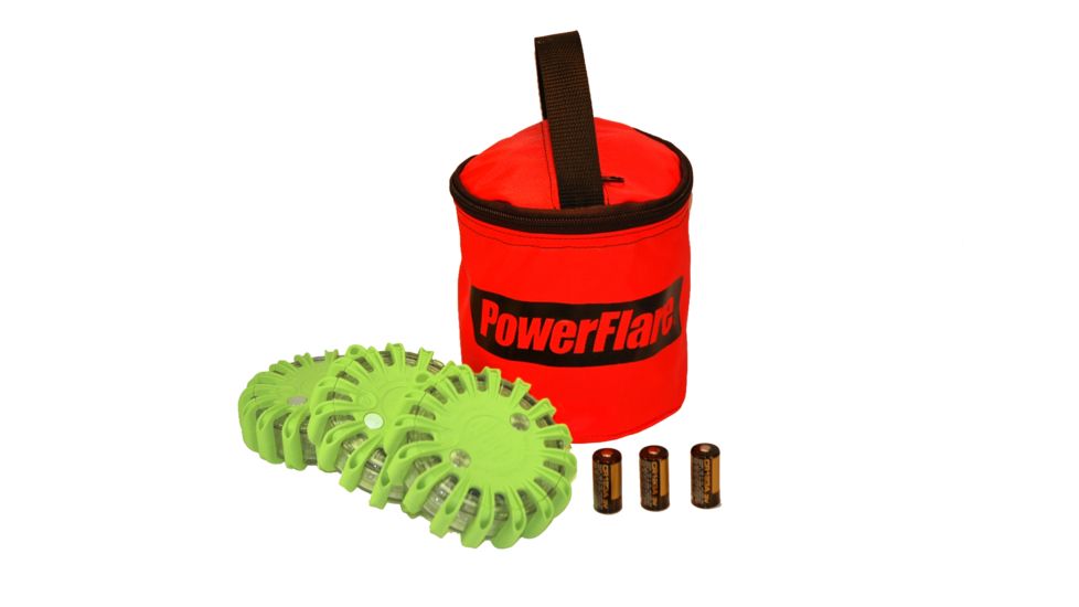 Powerflare PF-200 Softpack,  3 Safety Lights,Amber LED,Red Bag,3 Batteries, Olive Drab Shell SP3R-A-OD