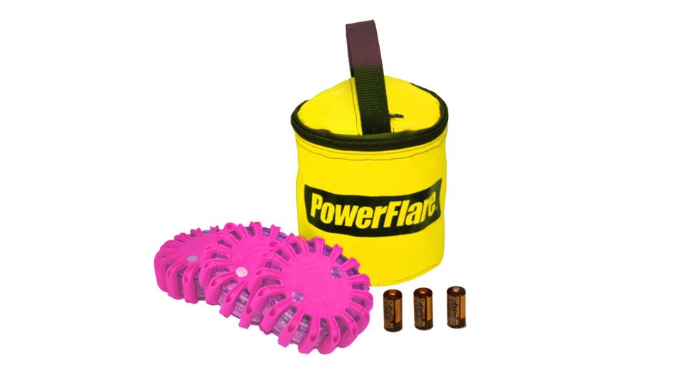 Powerflare PF-200 Softpack,  3 Safety Lights,Amber LED,Yellow Bag,3 Batteries, Hot Pink Shell SP3Y-A-HP