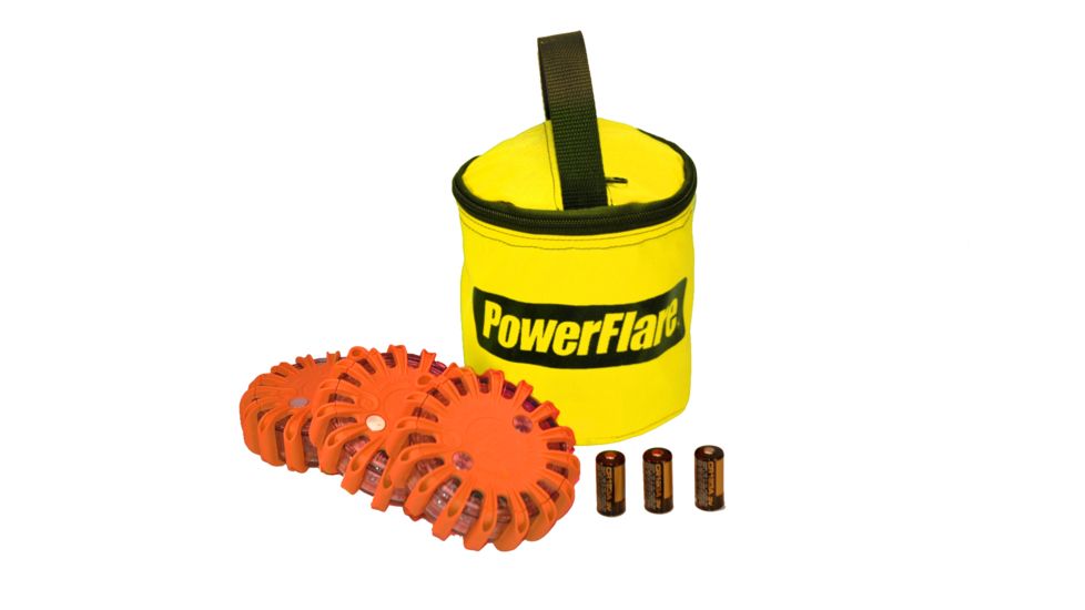 Powerflare PF-200 Softpack,  3 Safety Lights,Amber LED,Yellow Bag,3 Batteries, Orange Shell SP3Y-A-O