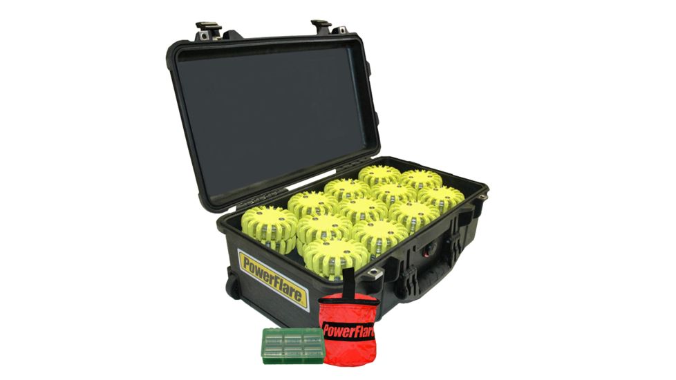 Powerflare PF-200 Incident Command Pack - 60 Lights,Amber LED,Black Case,60 Batteries, Yellow Shell PFPACK60BK-A-Y