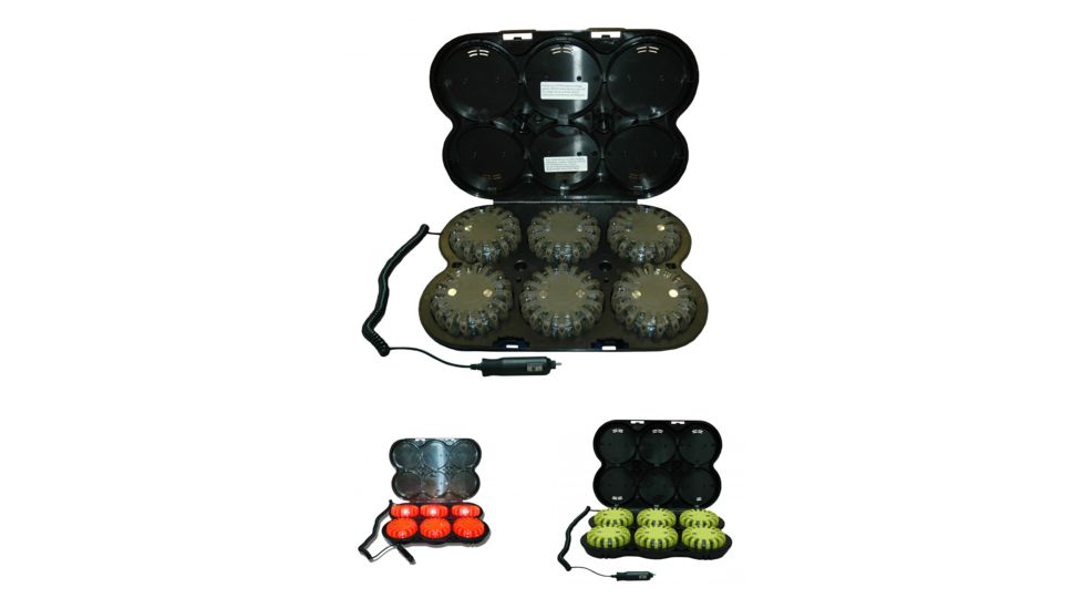 PowerFlare PF-200R Rechargeable Safety LED Light Kit, Pack of 6, Olive Drab, Orange, Yellow