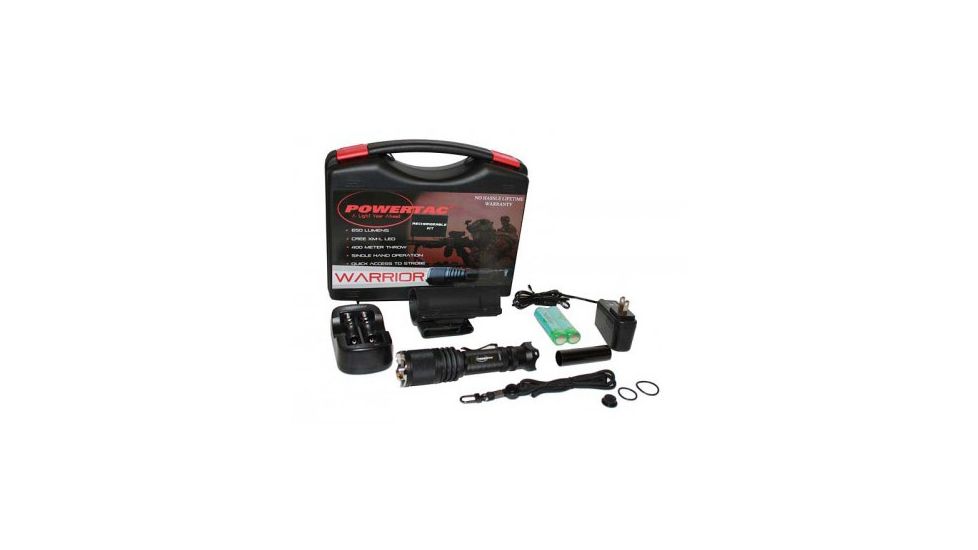 PowerTac Warrior Rechargeable LED Flashlight 650 Lumens, Black