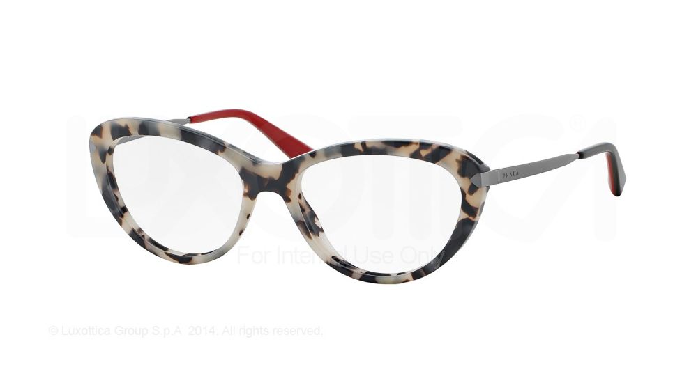 Prada ARROW PR08RV Progressive Prescription Eyeglasses KAD1O1-52 - White Havana Frame