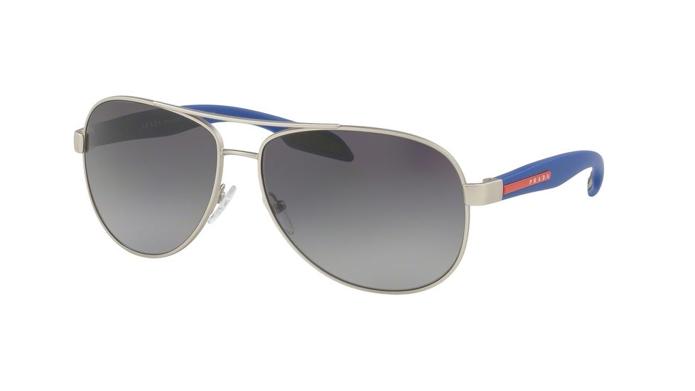 Prada BENBOW PS53PS Sunglasses QFP5W1-62 - Silver Rubber Frame, Polar Grey Gradient Lenses