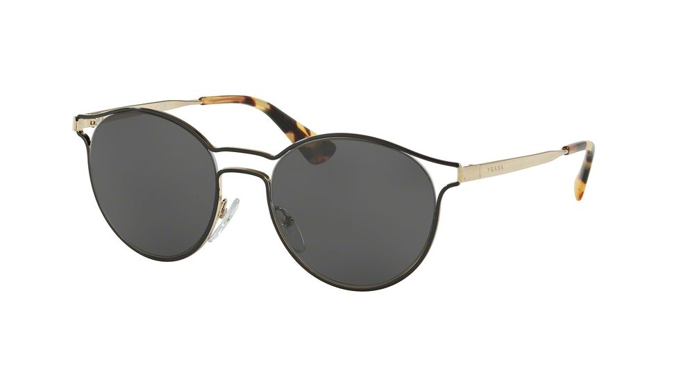 Prada CINEMA PR62SS Progressive Prescription Sunglasses PR62SS-1AB5S0-53 - Lens Diameter 53 mm, Frame Color Black/pale Gold