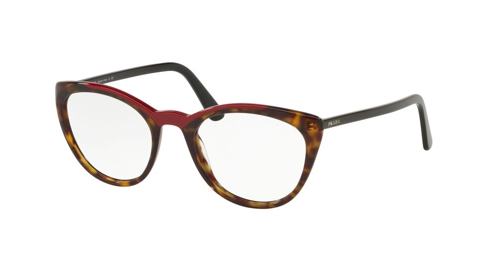 Prada CONCEPTUAL PR07VV Progressive Prescription Eyeglasses, 51mm, Havana/Red, PR07VV-3201O1-51-PRO