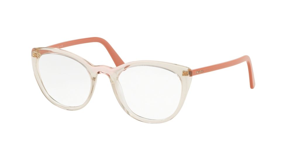 Prada CONCEPTUAL PR07VV Progressive Prescription Eyeglasses, 51mm, Brown Transp/Pink Transp, PR07VV-3261O1-51-PRO