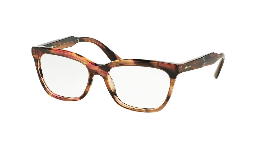 Prada JOURNAL PR24SV Eyeglass Frames UEO1O1-53 - Striped Brown Frame