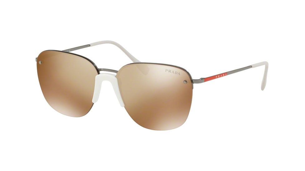 Prada LIFESTYLE PS53US Sunglasses 371HD0-57 - Gunmetal Frame, Dark Brown Mirror Gold Lenses