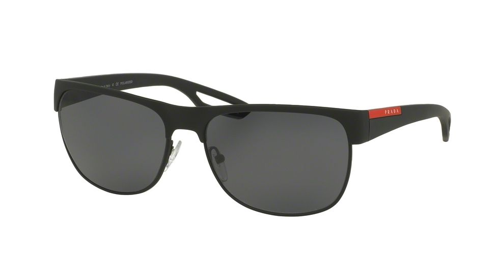 Prada LJ SILVER PS57QS Progressive Prescription Sunglasses PS57QS-DG05Z1-58 - Lens Diameter 58 mm, Frame Color Black Rubber