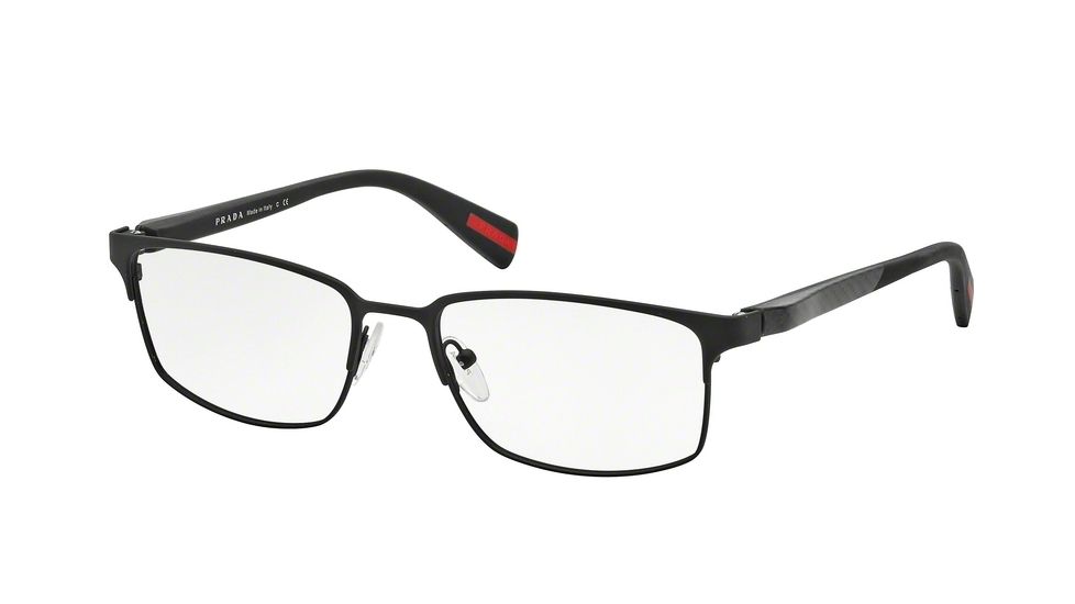 Prada NETEX PS50FV Single Vision Prescription Eyeglasses DG01O1-56 - Black Rubber Frame