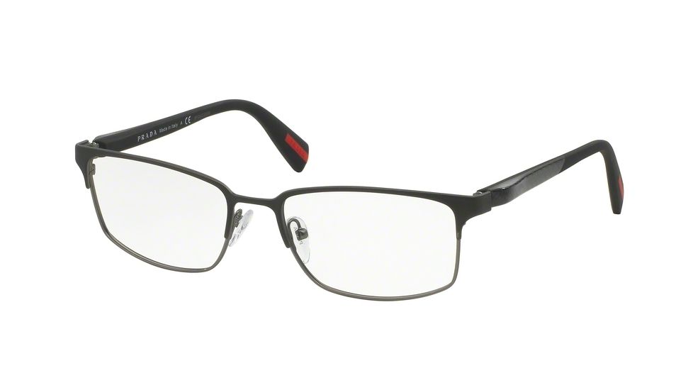 Prada NETEX PS50FV Single Vision Prescription Eyeglasses UBY1O1-54 - Brown/steel Rubber Frame