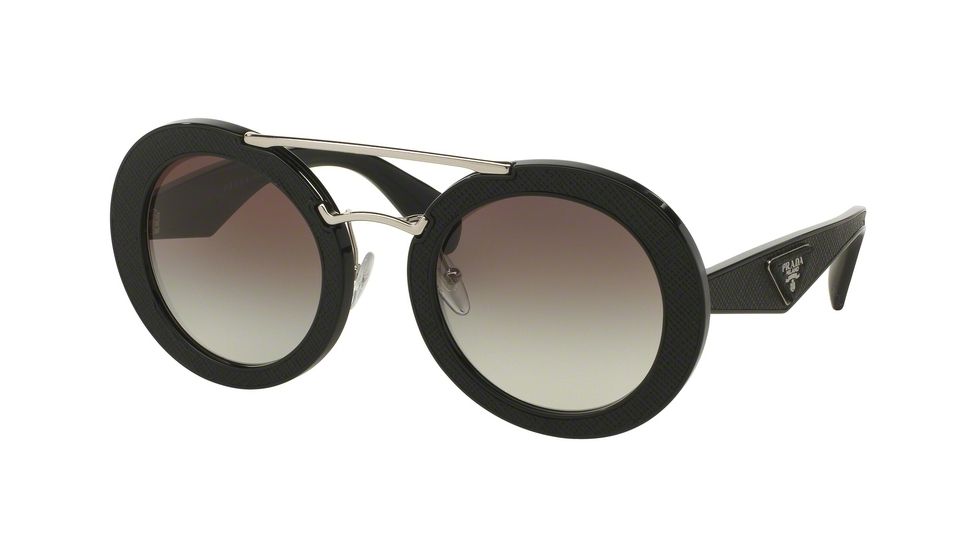 Prada ORNATE PR15SS Progressive Prescription Sunglasses PR15SS-1AB0A7-53 - Lens Diameter 53 mm, Frame Color Black