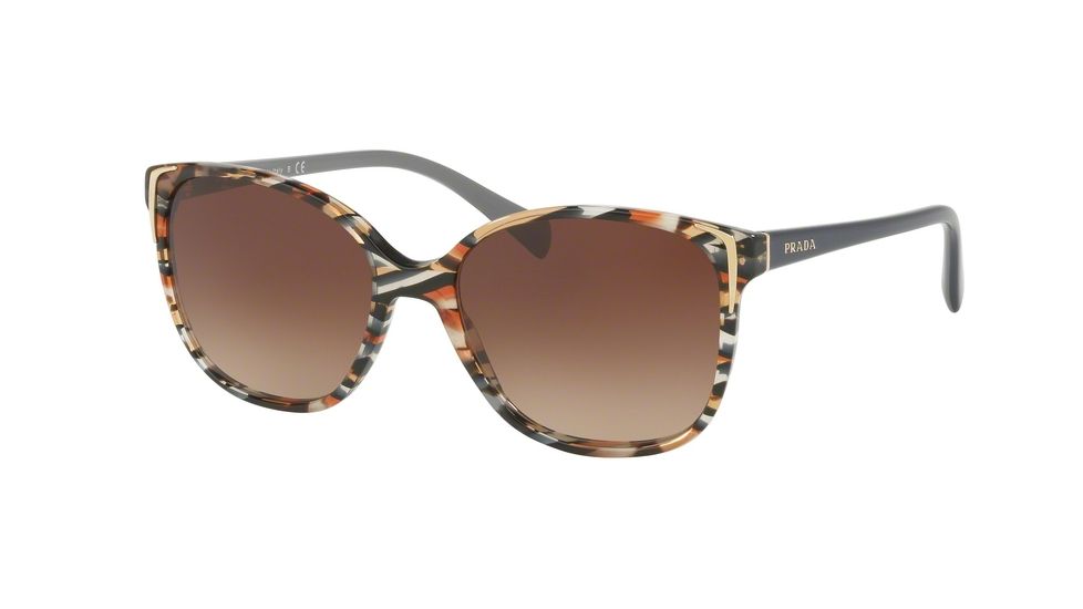 Prada PR01OS Single Vision Prescription Sunglasses, 55mm, Havana/ears Avio Blue, PR01OS-CO56S1-55-SV