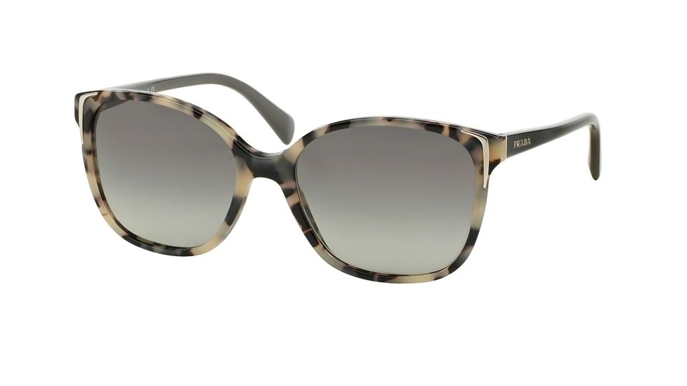 Prada PR01OS Single Vision Prescription Sunglasses PR01OS-KAD3M1-55 - Lens Diameter 55 mm, Frame Color White Havana