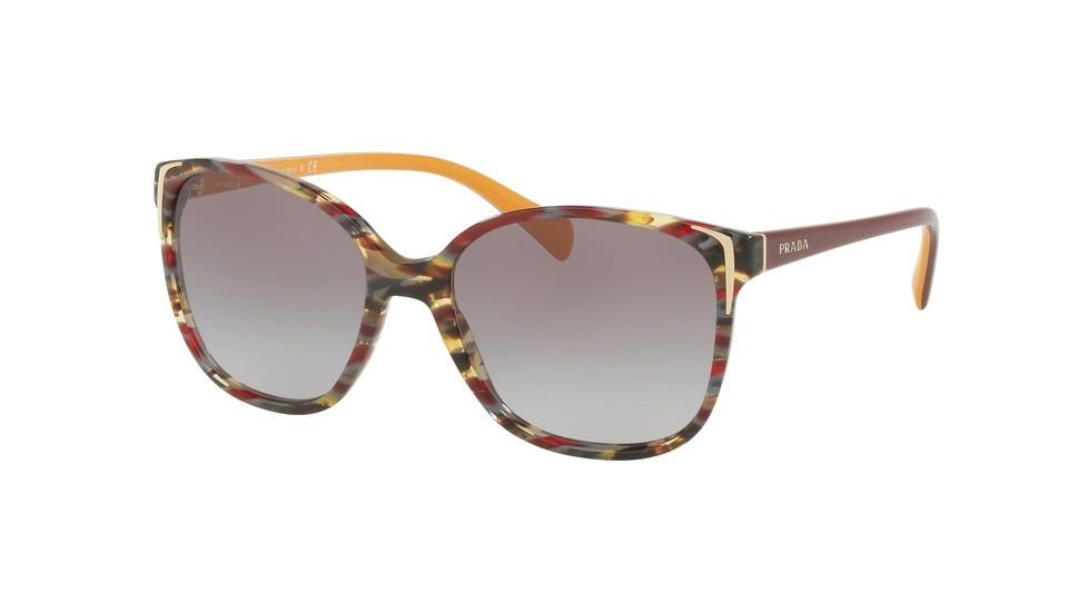 Prada PR01OS Single Vision Prescription Sunglasses PR01OS-TH63E2-55 - Lens Diameter 55 mm, Frame Color Havana/ears Bord Yellow