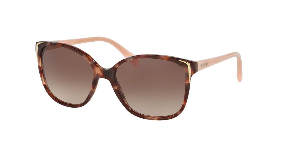 Prada PR01OS Single Vision Prescription Sunglasses PR01OS-UE00A6-55 - Lens Diameter 55 mm, Frame Color Spotted Brown Pink