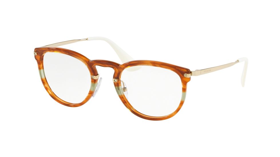 Prada PR02VV Eyeglass Frames 2591O1-49 - Striped Brown Black Frame