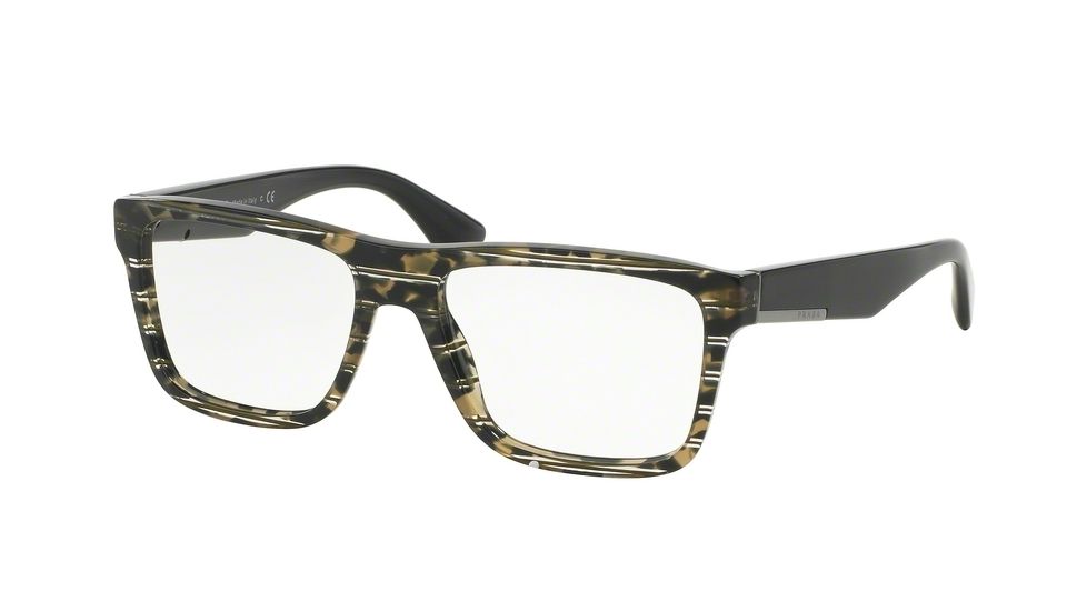 Prada PR07SV Progressive Prescription Eyeglasses UBE1O1-56 - Green Line Tortoise Frame