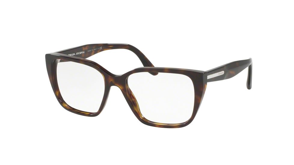 Prada PR08TVF Single Vision Prescription Eyeglasses 2AU1O1-53 - Havana Frame