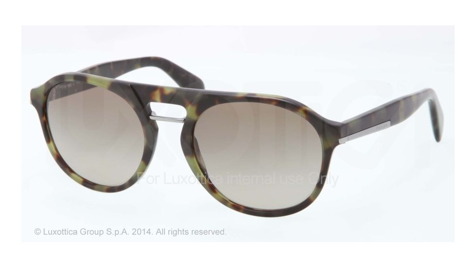 Prada PR09PS Sunglasses NAJ1X1-54 - Matte Green Havana Frame, Brown Gradient Lenses