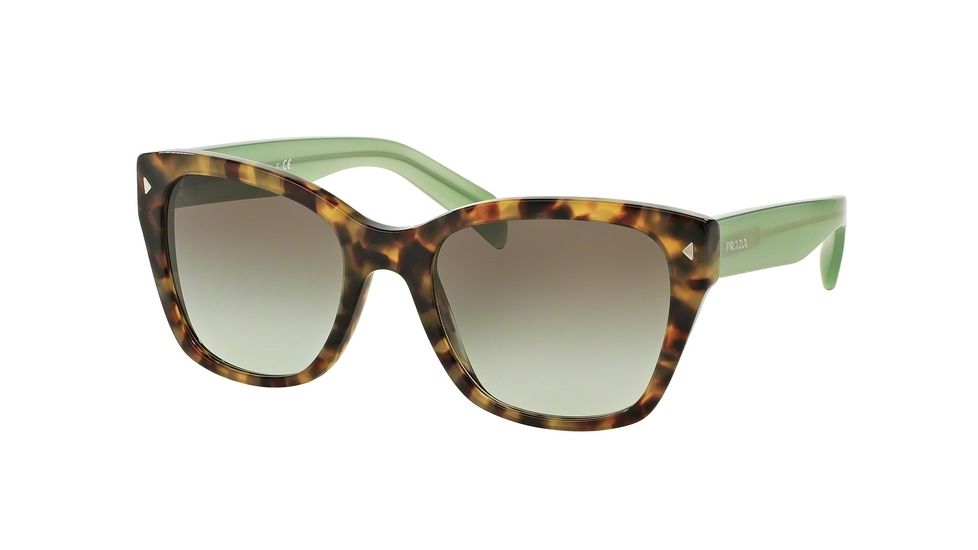 Prada PR09SSF Single Vision Prescription Sunglasses PR09SSF-UEZ4K1-56 - Lens Diameter 56 mm, Frame Color Spotted Brown Green