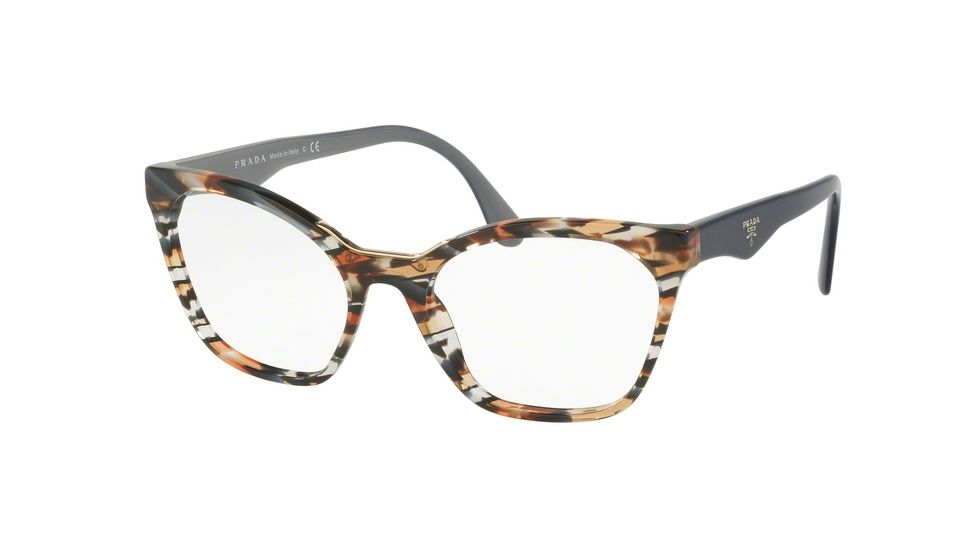 Prada PR09UV Bifocal Prescription Eyeglasses, 52mm, Havana/ears Avio Blue, PR09UV-CO51O1-52-BI