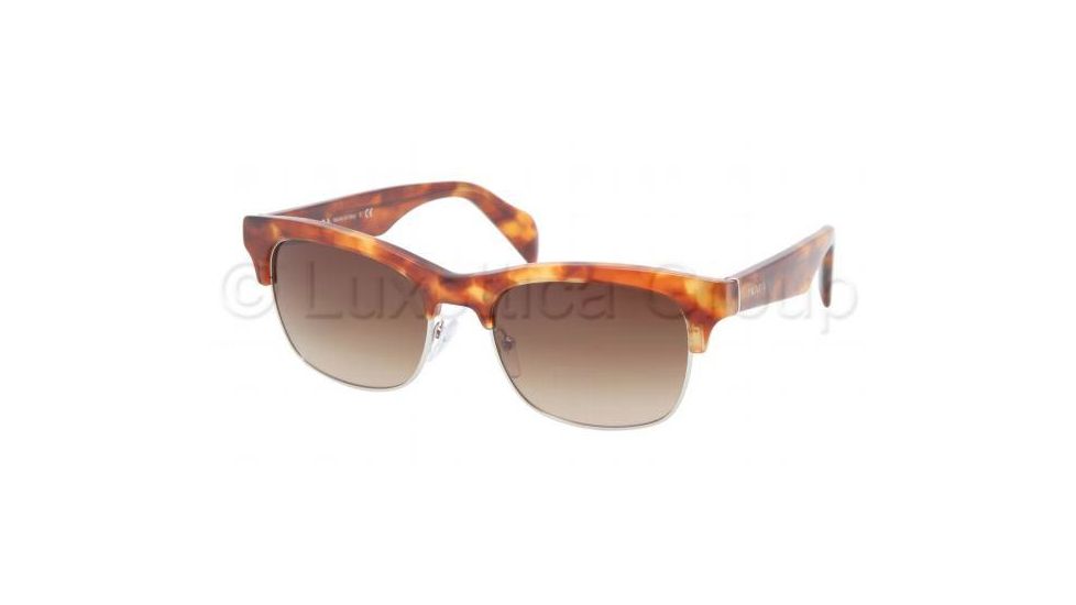 Prada PR11PS Single Vision Prescription Sunglasses PR11PS-4BW6S1-5419 - Lens Diameter 54 mm, Frame Color Light Havana