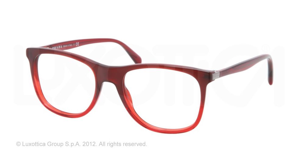 Prada PR13PV Single Vision Prescription Eyeglasses MAX1O1-52 - Bordaux Gradient Red Frame, Demo Lens Lenses