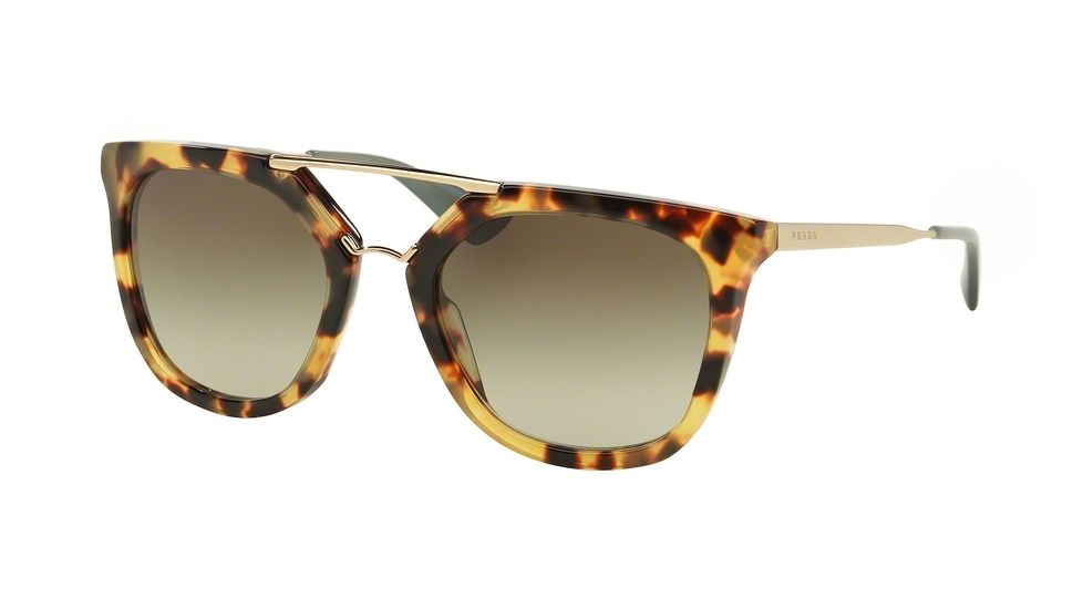 Prada PR13QSA Single Vision Prescription Sunglasses PR13QSA-7S04M1-54 - Lens Diameter 54 mm, Frame Color Medium Havana