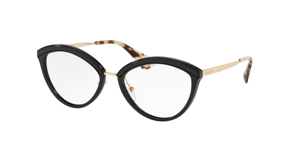 Prada PR14UV Progressive Prescription Eyeglasses, 52mm, Black, PR14UV-KUI1O1-52-PRO