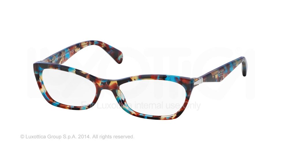 Prada PR15PV Progressive Prescription Eyeglasses NAG1O1-55 - Havana Spotted Blue Frame