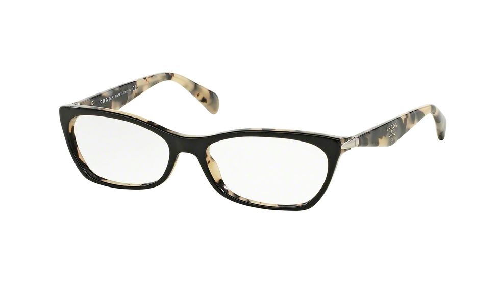 Prada PR15PV Progressive Prescription Eyeglasses ROK1O1-55 - Top Black/white Havana Frame