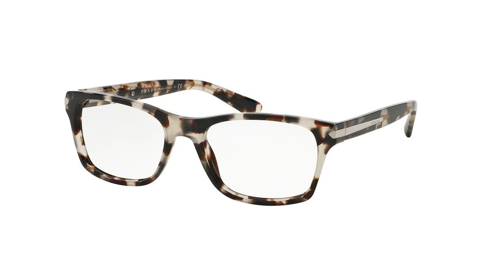 Prada PR16SV Single Vision Prescription Eyeglasses UAO1O1-52 - Spotted Opal Brown Frame