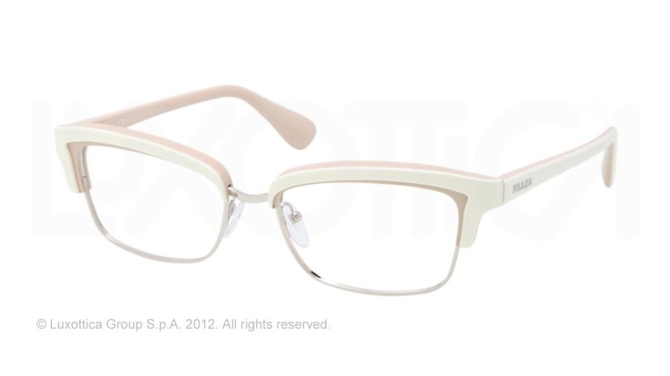 Prada PR21PV Progressive Prescription Eyeglasses KAW1O1-53 - Top Ivory/Powder