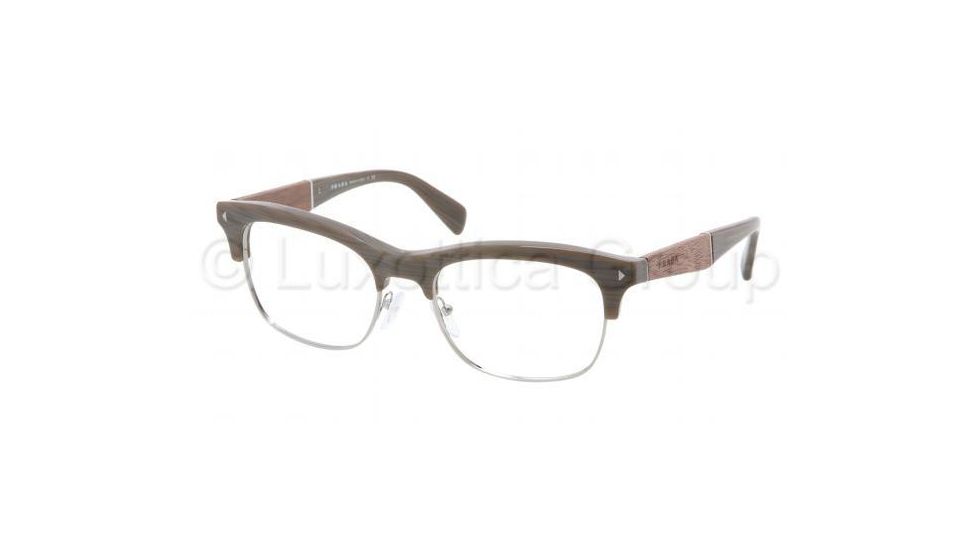 Prada PR22OV Progressive Prescription Eyeglasses JAB1O1-5419 - Wood Olive Green Frame, Demo Lens Lenses