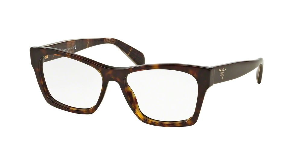 Prada PR22SV Progressive Prescription Eyeglasses 2AU1O1-52 - Havana Frame