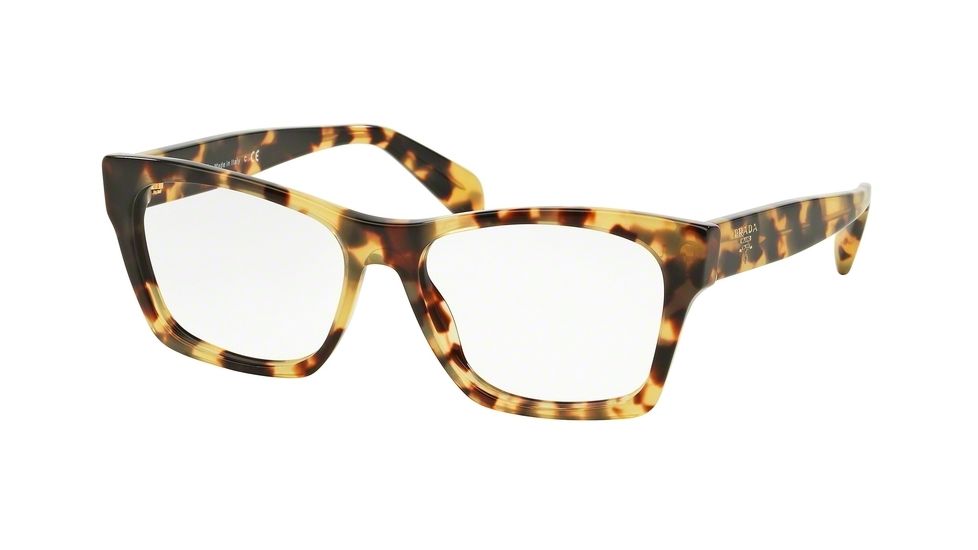 Prada PR22SV Progressive Prescription Eyeglasses 7S01O1-52 - Medium Havana Frame