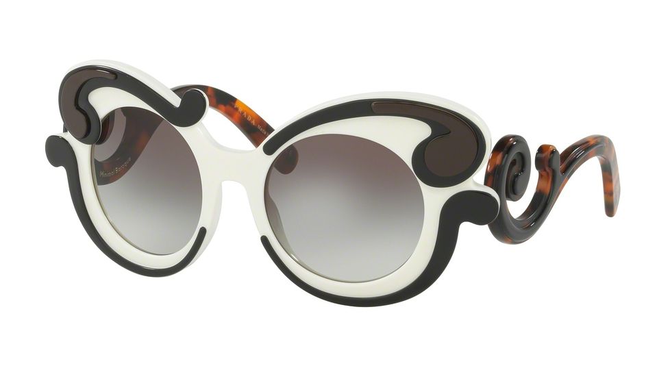 Prada PR23NSF Single Vision Prescription Sunglasses PR23NSF-VAJ0A7-52 - Lens Diameter 52 mm, Frame Color Black Ivory