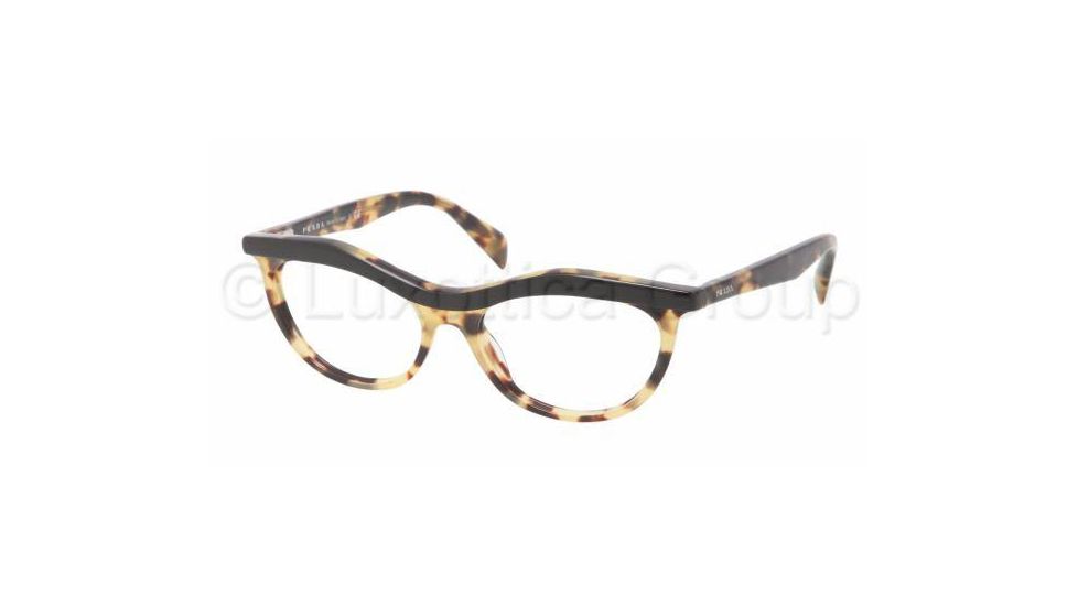 Prada PR23PV Progressive Prescription Eyeglasses NAI1O1-5216 - Top Black/Medium Havana Frame, Demo Lens Lenses