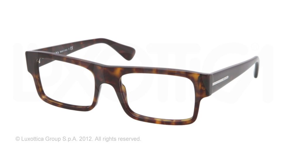 Prada PR24PV Progressive Prescription Eyeglasses 2AU1O1-53 - Havana Frame, Demo Lens Lenses