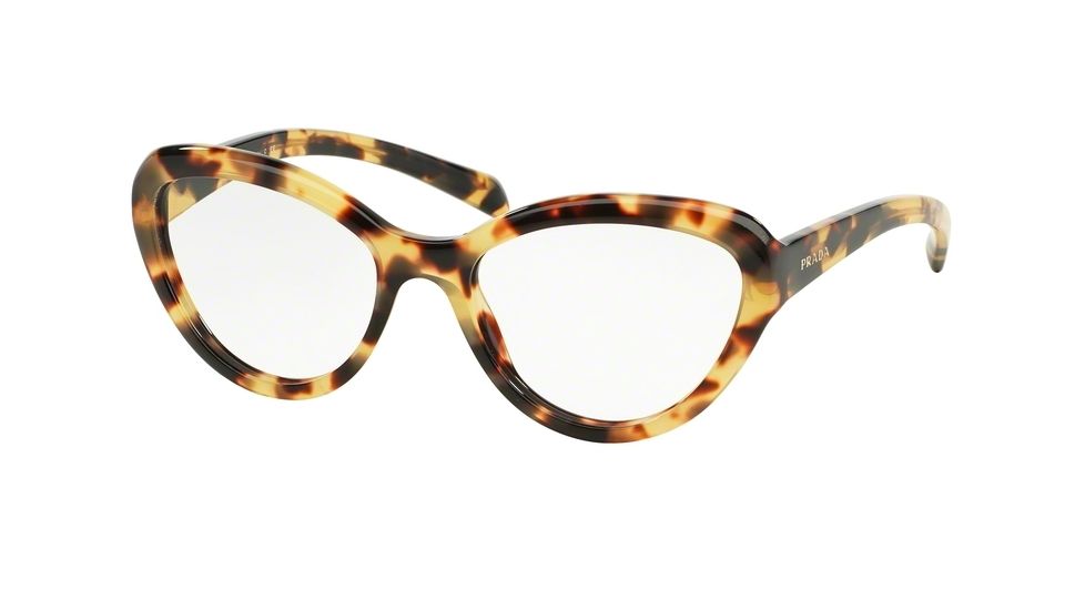 Prada PR25RV Progressive Prescription Eyeglasses 7S01O1-52 - Medium Havana Frame